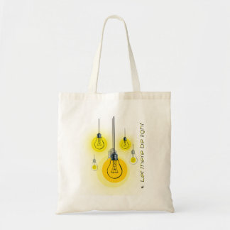 Light bulbs let there be light tote bag