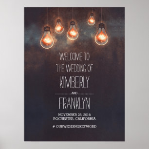 Light Bulbs Strings Wedding Welcome Sign