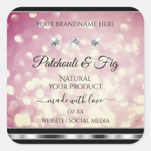 Light Burgundy Glitter Product Labels Diamonds