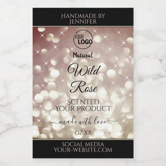 Light Burgundy Glitter Sparkle Logo Product Labels (Single Label)