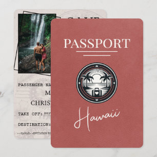 Light Burgundy Hawaii Passport Save The Date