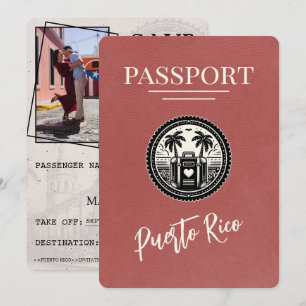 Light Burgundy Puerto Rico Passport Save The Date