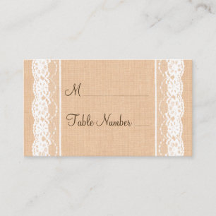 Light Burlap & Vintage Lace Place Card