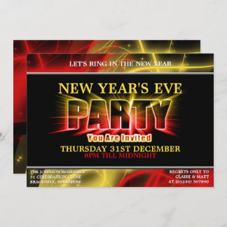 Light Burst New Year's Eve Party Invitations