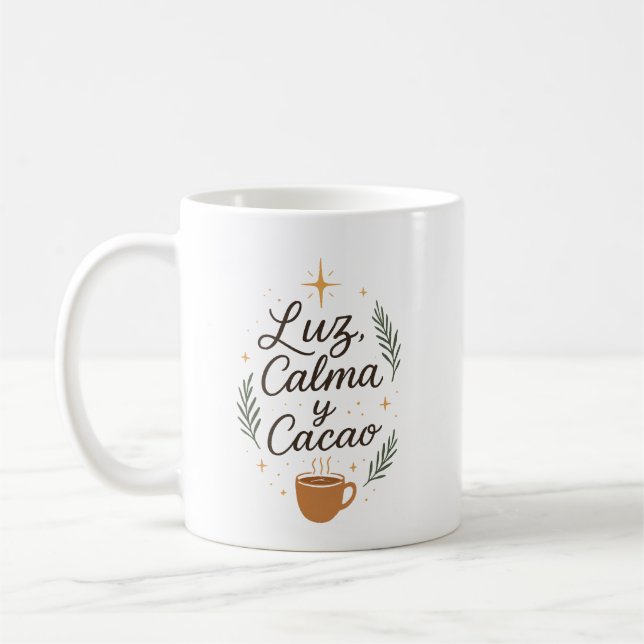 ✨ Light, Calm and Cocoa - Aesthetic Christmas Desi Coffee Mug (Left)
