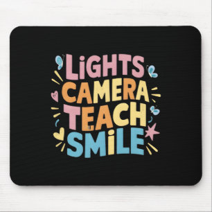 Light Camera Teach Smile Shirt Funny Back To Schoo Mouse Mat