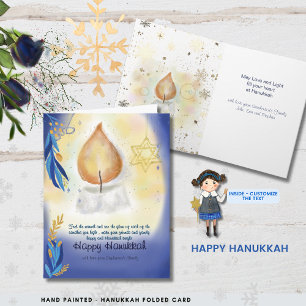 Light Candles Watercolor Happy Hanukkah  Card