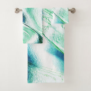 Light carved from matte metal, green to blue colou bath towel set