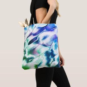 Light carved from matte metal, green to blue colou tote bag