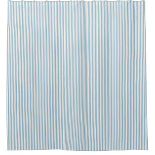 Light Chambray Blue Stripe Farmhouse Shower Curtain