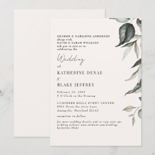 Light Champagne Botanical Foliage Website Wedding Invitation
