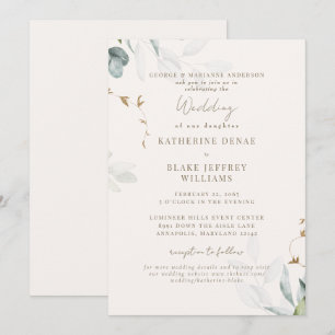 Light Champagne Botanical Website Wedding II Invitation