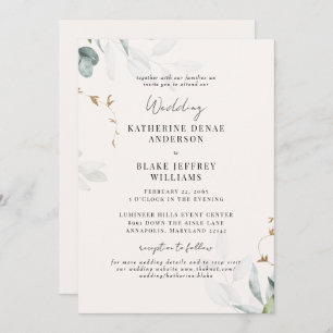 Light Champagne Botanical Website Wedding Together Invitation