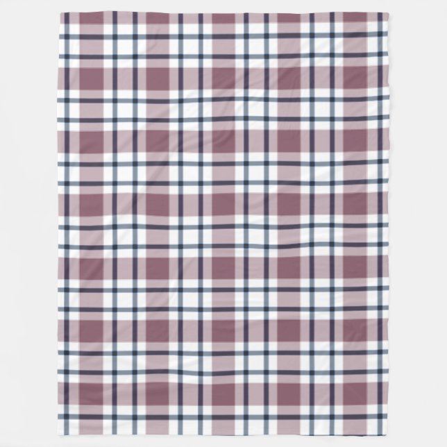 Light chequered retro pattern brown grey white fleece blanket (Front)