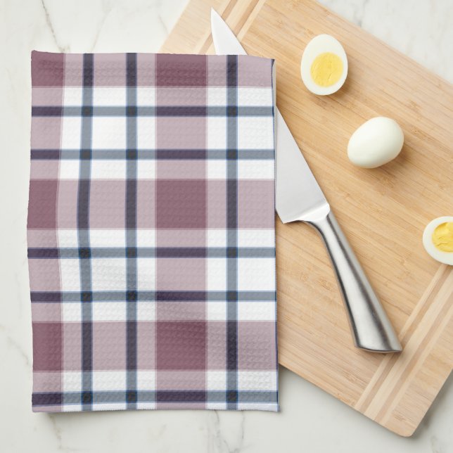 Light chequered retro pattern brown grey white tea towel (Quarter Fold)