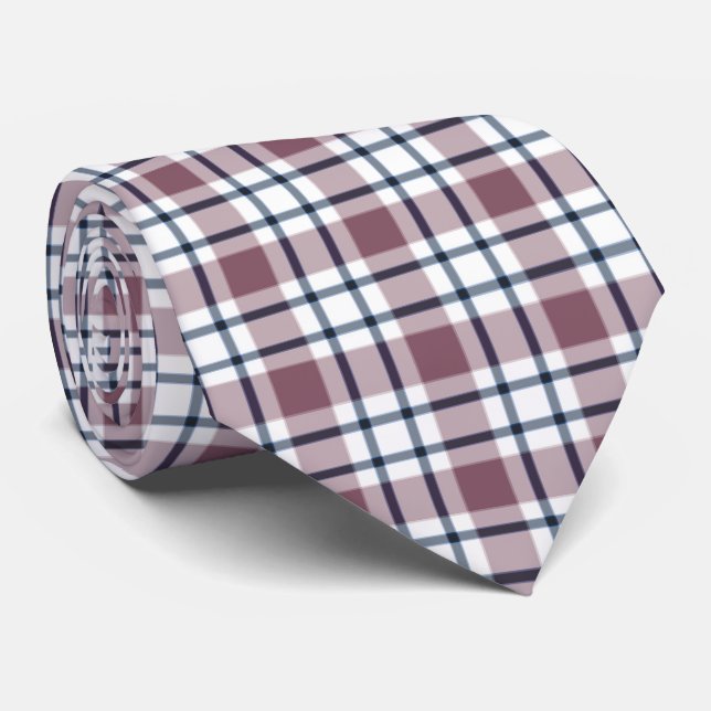 Light chequered retro pattern brown grey white tie (Rolled)