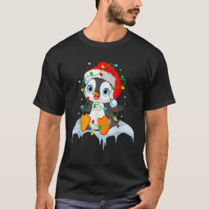 Light Christma Penguin Ugly Pyjamas Santa Hat Xmas T-Shirt