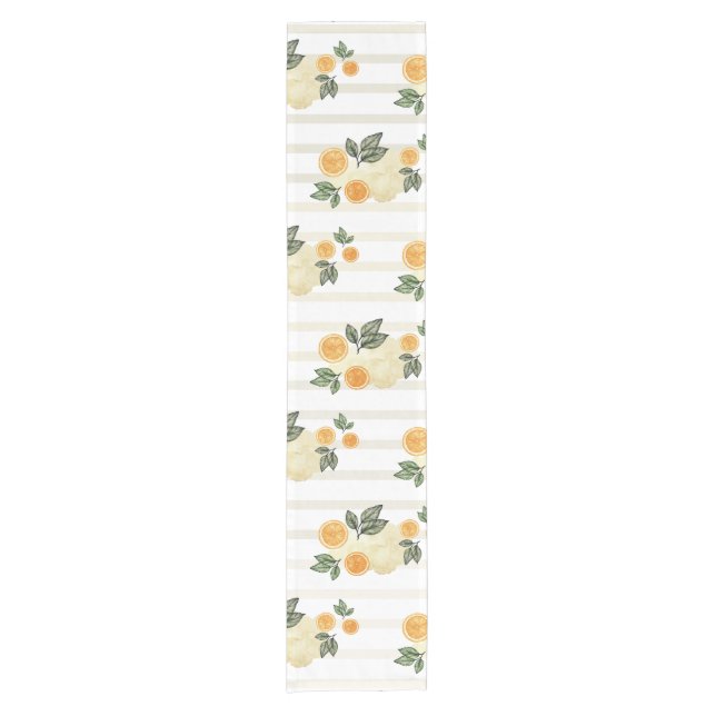 Light Citrus Oranges and Stripes  Short Table Runner (Front)