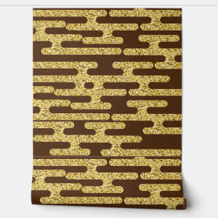 Light Coffee Colour and Gold Pattern Modern Wallpaper