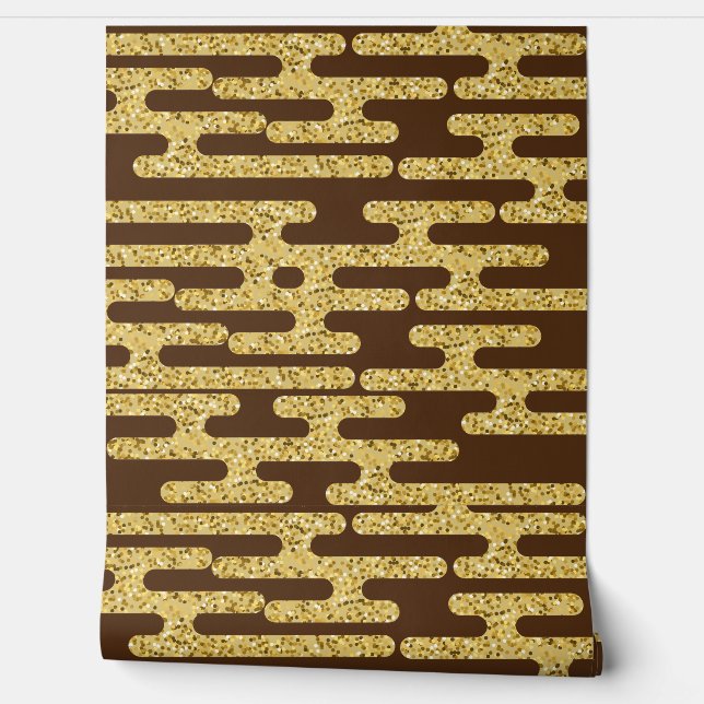 Light Coffee Colour and Gold Pattern Modern  Wallpaper (Unrolling)