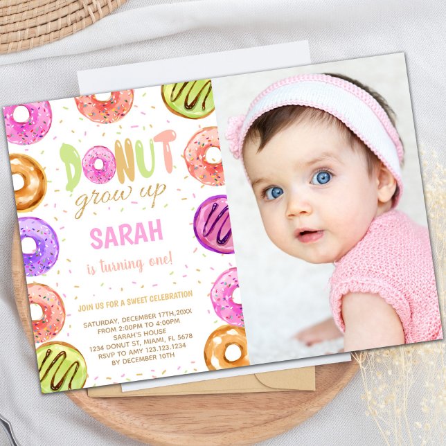 Light Colors Donut Birthday Invitations w photo (Light Colors Donut Birthday Invitations w photo)