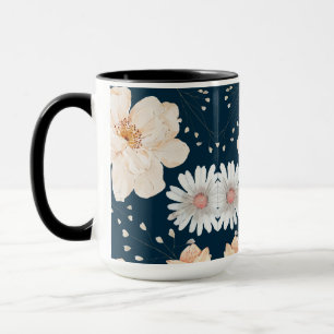 Light Colour Flower With Dark Ocean Background Mug