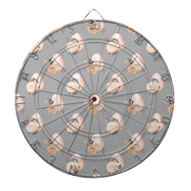 Light Colour Grey Background Floral Easter Egg Dartboard (Front)