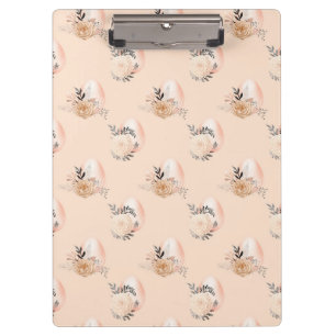 Light Colour Peach Background Floral Easter Egg Clipboard