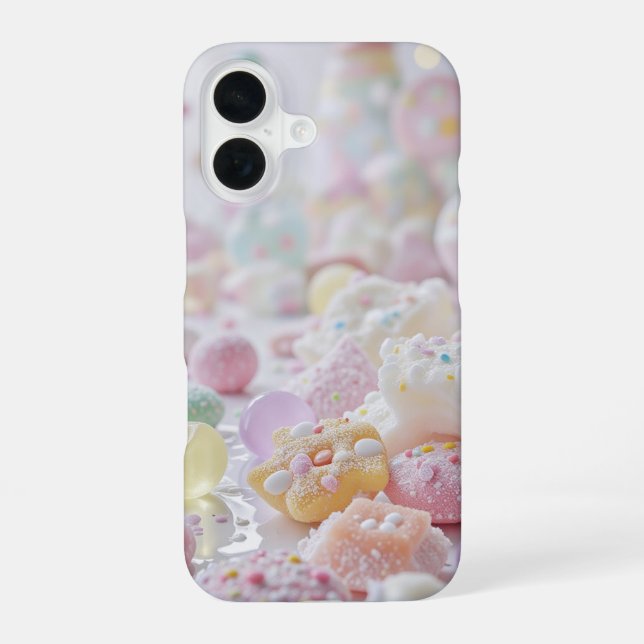 Light colourful shapes iPhone 16 case (Back)