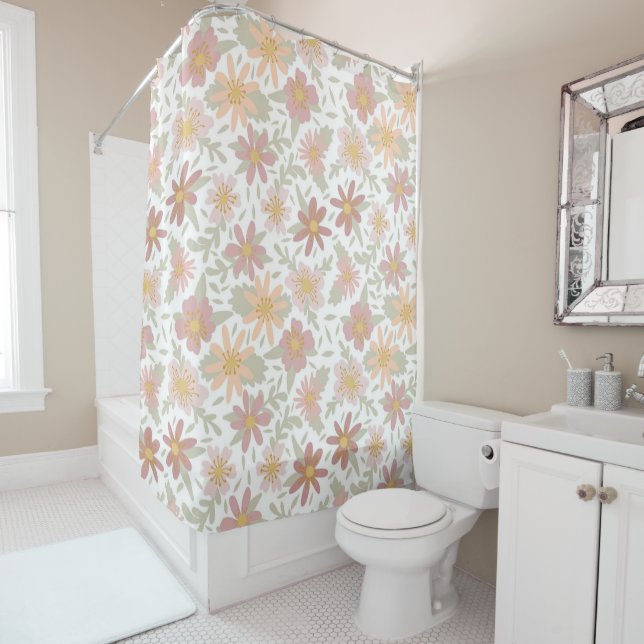 Light Colours Floral Design  Shower Curtain (In Situ)