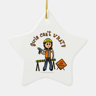 Light Construction Girl Ceramic Tree Decoration