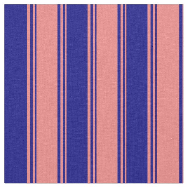 Light Coral and Blue Coloured Lines Fabric (Close Up)