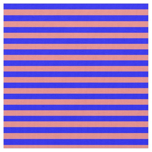 Light Coral and Blue Lines/Stripes Pattern Fabric (Close Up)