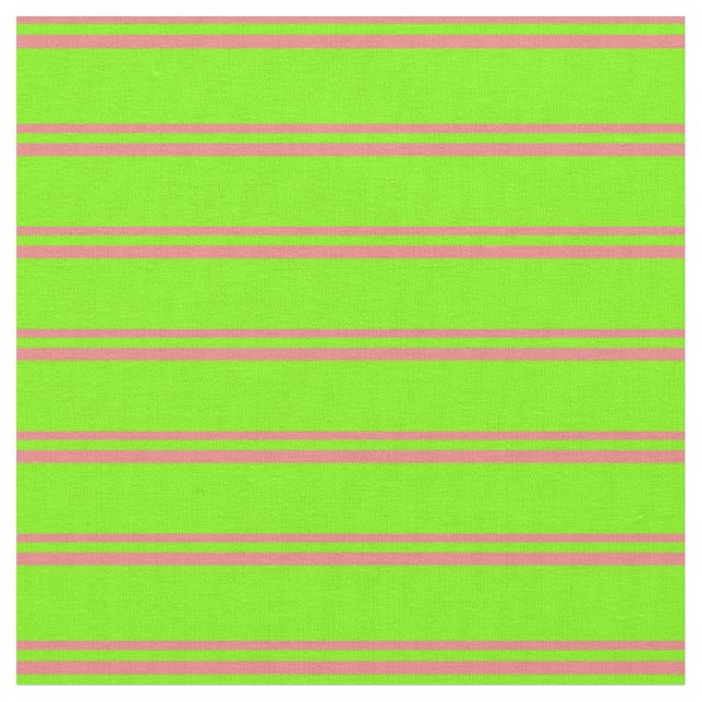 Light Coral and Green Coloured Lines Fabric (Close Up)