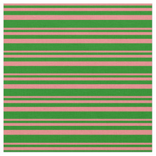 Light Coral and Green Lines/Stripes Pattern Fabric