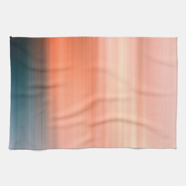 Light Coral and Grey Blue Stripes  Tea Towel (Horizontal)