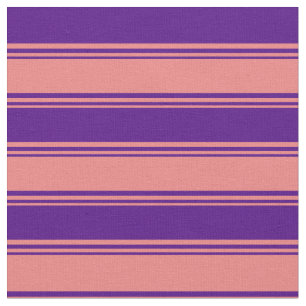 Light Coral and Indigo Lines/Stripes Pattern Fabric