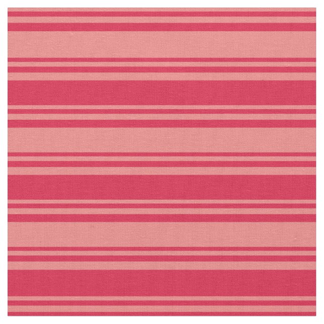 Light Coral & Crimson Coloured Lines Fabric (Close Up)