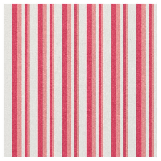Light Coral, Crimson & Mint Cream Lines Fabric (Close Up)