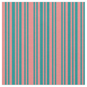 Light Coral & Dark Cyan Striped/Lined Pattern Fabric