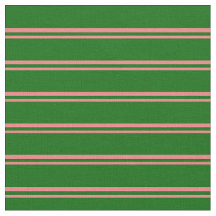 Light Coral & Dark Green Coloured Lines Fabric