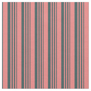 Light Coral & Dark Slate Grey Coloured Stripes Fabric