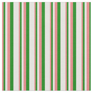 Light Coral, Green & White Pattern Fabric