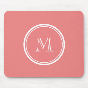 Light Coral High End Coloured Monogram Mouse Mat