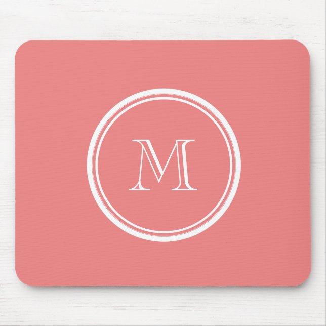 Light Coral High End Coloured Monogram Mouse Mat (Front)