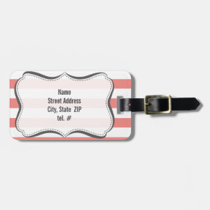 Light Coral Horizontal Stripes Luggage Tag