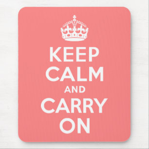 Light Coral Keep Calm and Carry On Mouse Mat