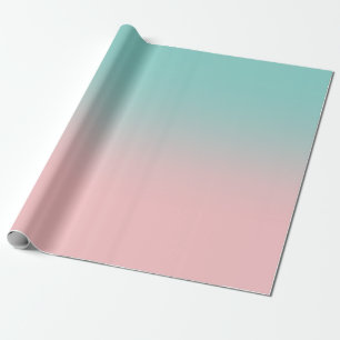 Light Coral Pink and Teal Ombre Wrapping Paper