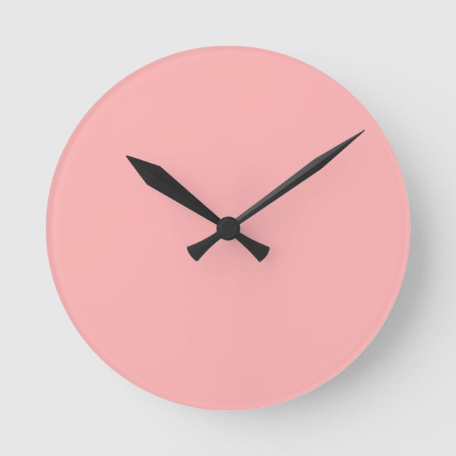 Light coral pink background  round clock (Front)