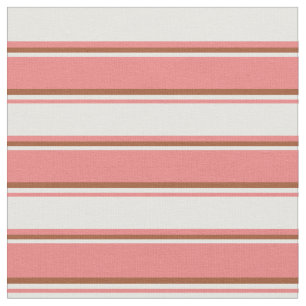 Light Coral, White, and Sienna Coloured Stripes Fabric